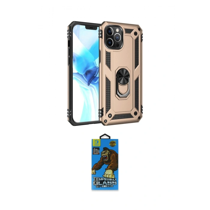 MARSİLYAN™- iPhone 12 Pro Max Kılıf Ahenk Klasik Koleksiyonu - Siyah 18D Cam Ekran Koruyucu
