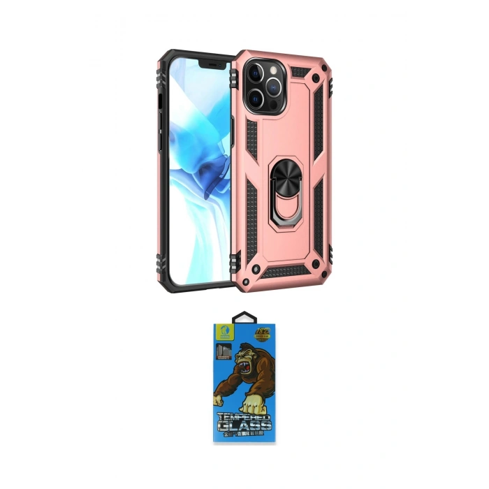 MARSİLYAN™- iPhone 12 Pro Max Kılıf Ahenk Klasik Koleksiyonu - Siyah 18D Cam Ekran Koruyucu