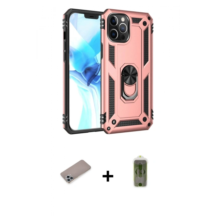 MARSİLYAN™- iPhone 12 Pro Max Kılıf Ahenk Klasik Koleksiyonu - Siyah Joko Magic 5D Hayalet Cam + Shine Kamera Lens Koruma Cam - SABE