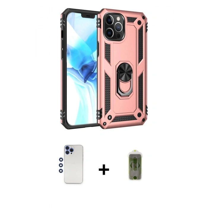 MARSİLYAN™- iPhone 12 Pro Max Kılıf Ahenk Klasik Koleksiyonu - Siyah Joko Magic 5D Hayalet Cam + Shine Kamera Lens - LT