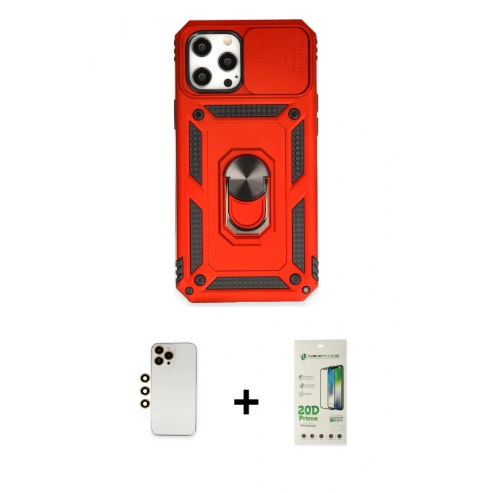 MARSİLYAN™- iPhone 12 Pro Max Kılıf Ahenk Klasik - Siyah 20D Premium Cam Ekran Koruyucu + Shine Kamera Lens - GD