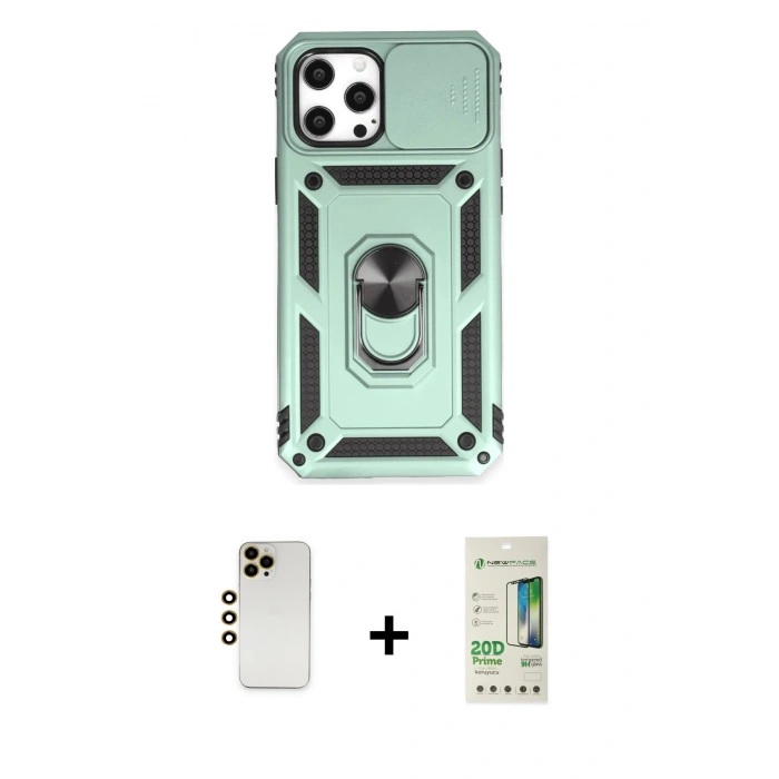 MARSİLYAN™- iPhone 12 Pro Max Kılıf Ahenk Klasik - Siyah 20D Premium Cam Ekran Koruyucu + Shine Kamera Lens - GD