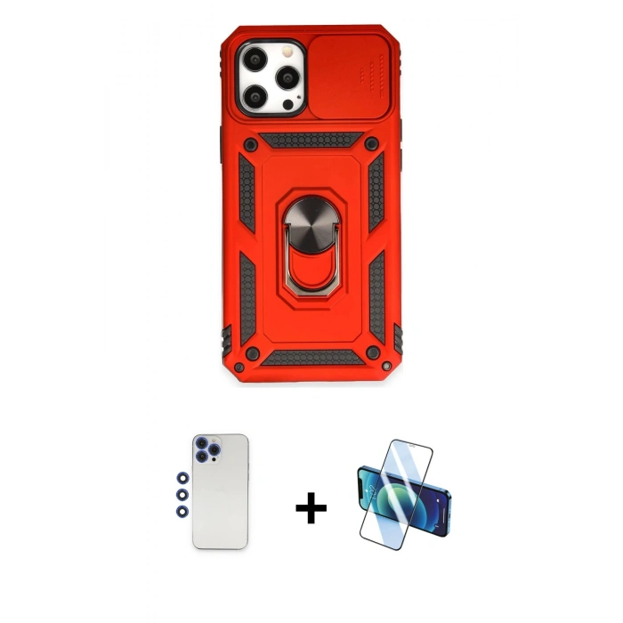MARSİLYAN™- iPhone 12 Pro Max Kılıf Ahenk Klasik - Siyah 3D Antistatik Seramik Nano Ekran Koruyucu + Shine Kamera Lens - LT