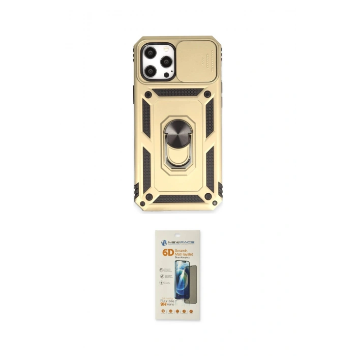 MARSİLYAN™- iPhone 12 Pro Max Kılıf Ahenk Klasik - Siyah 6D Mat Seramik Hayalet Nano Ekran Koruyucu