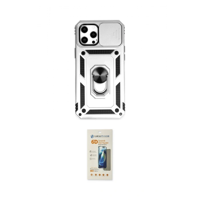 MARSİLYAN™- iPhone 12 Pro Max Kılıf Ahenk Klasik - Siyah 6D Mat Seramik Hayalet Nano Ekran Koruyucu