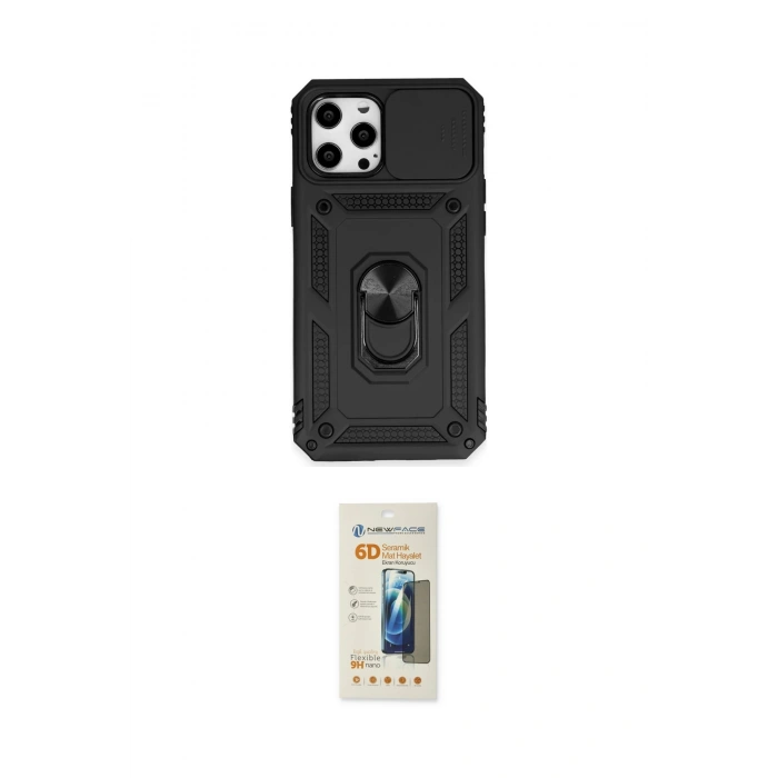 MARSİLYAN™- iPhone 12 Pro Max Kılıf Ahenk Klasik - Siyah 6D Mat Seramik Hayalet Nano Ekran Koruyucu