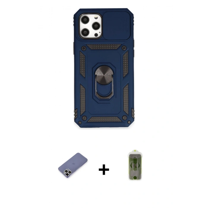 MARSİLYAN™- iPhone 12 Pro Max Kılıf Ahenk Klasik - Siyah Joko Magic 5D Hayalet Cam + Metal Kamera Lens Koruma Cam - GD
