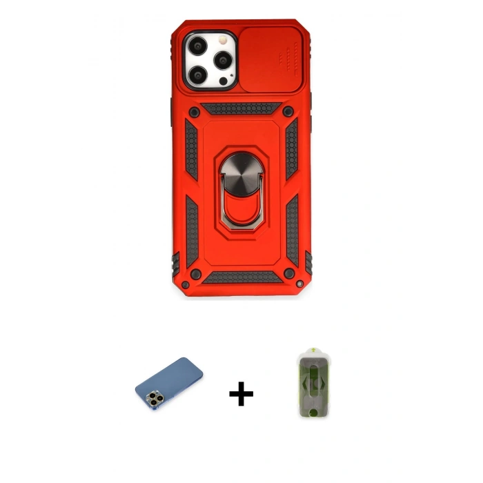 MARSİLYAN™- iPhone 12 Pro Max Kılıf Ahenk Klasik - Siyah Joko Magic 5D Hayalet Cam + Gold Shine Kamera Lens Koruma Cam