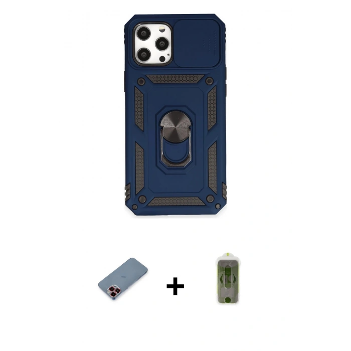 MARSİLYAN™- iPhone 12 Pro Max Kılıf Ahenk Klasik - Siyah Joko Magic 5D Hayalet Cam + Metal Kamera Lens Koruma Cam - KI