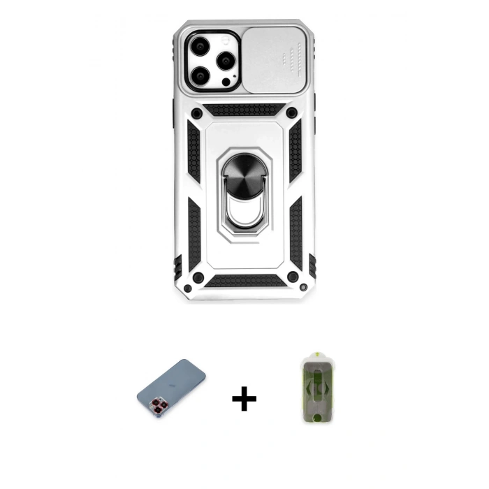 MARSİLYAN™- iPhone 12 Pro Max Kılıf Ahenk Klasik - Siyah Joko Magic 5D Hayalet Cam + Metal Kamera Lens Koruma Cam - KI