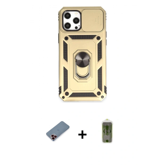 MARSİLYAN™- iPhone 12 Pro Max Kılıf Ahenk Klasik - Siyah Joko Magic 5D Hayalet Cam + Metal Kamera Lens Koruma Cam - KI