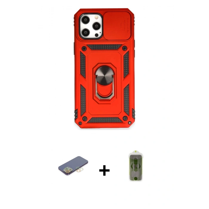 MARSİLYAN™- iPhone 12 Pro Max Kılıf Ahenk Klasik - Siyah Joko Magic 5D Hayalet Cam + Sarı Renkli Kamera Lens Koruma Cam