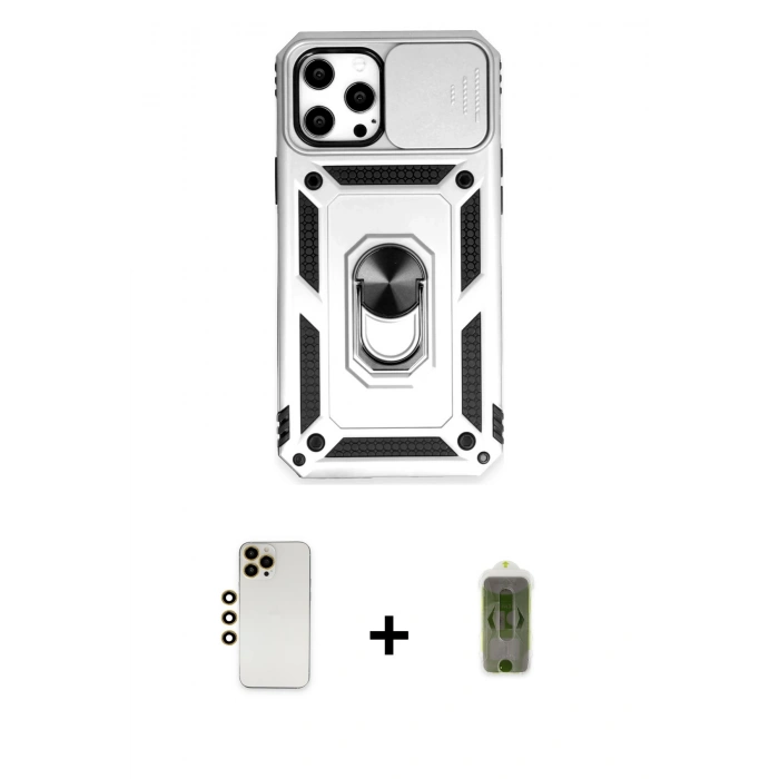 MARSİLYAN™- iPhone 12 Pro Max Kılıf Ahenk Klasik - Siyah Joko Magic 5D Hayalet Cam + Shine Kamera Lens - GD