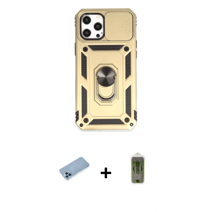 MARSİLYAN™- iPhone 12 Pro Max Kılıf Ahenk Klasik - Siyah Joko Magic 5D Hayalet Cam + Shine Kamera Lens Koruma Cam - MI