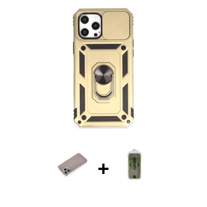 MARSİLYAN™- iPhone 12 Pro Max Kılıf Ahenk Klasik - Siyah Joko Magic 5D Hayalet Cam + Shine Kamera Lens Koruma Cam - SABE