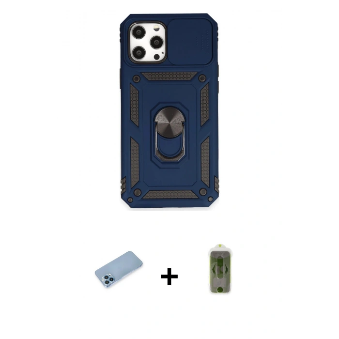 MARSİLYAN™- iPhone 12 Pro Max Kılıf Ahenk Klasik - Siyah Joko Magic 5D Hayalet Cam + Shine Kamera Lens Koruma Cam - MI