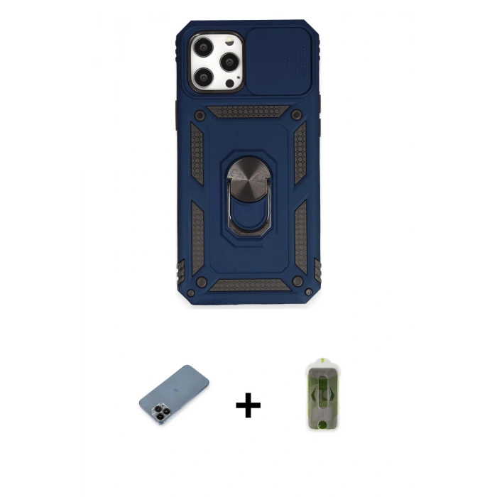 MARSİLYAN™- iPhone 12 Pro Max Kılıf Ahenk Klasik - Siyah Joko Magic 5D Hayalet Cam + Shine Kamera Lens Koruma Cam - SH