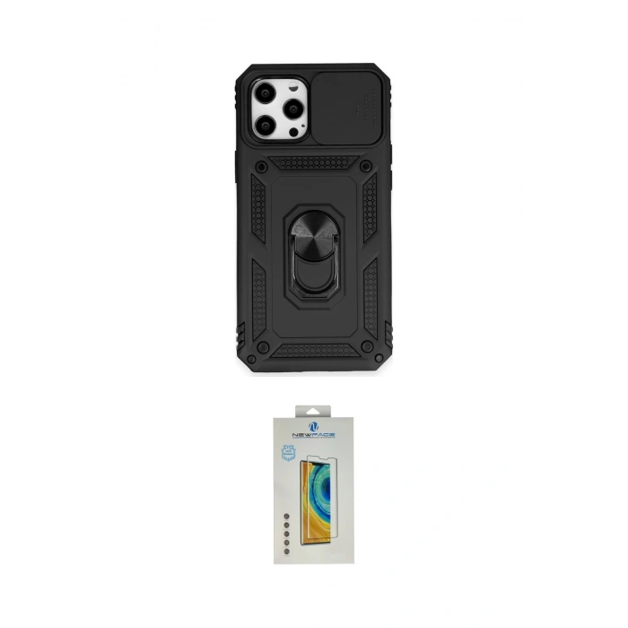 MARSİLYAN™- iPhone 12 Pro Max Kılıf Ahenk Klasik - Siyah Polymer Nano Ekran Koruyucu