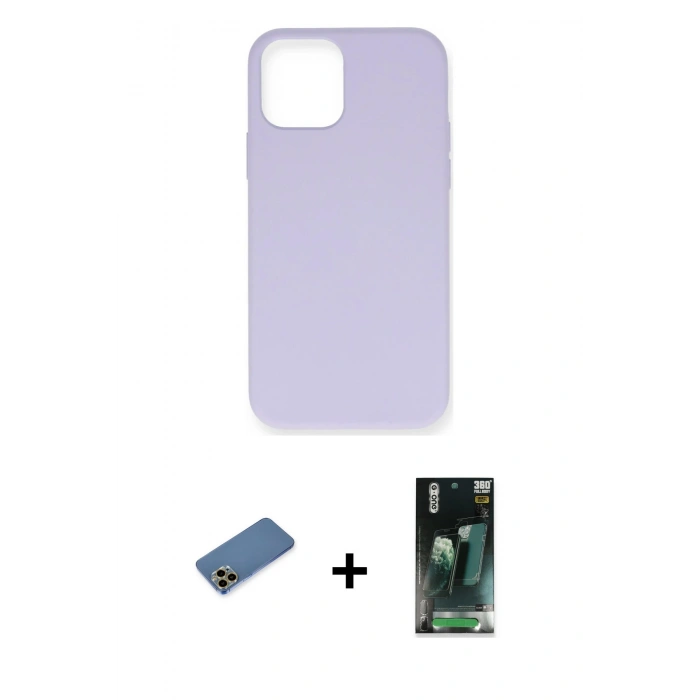 MARSİLYAN™- iPhone 12 Pro Max Kılıf Ahenk Serisi - Şeffaf 360 Full Body Arka Koruyucu + Shine Kamera Lens Koruma Cam - GD