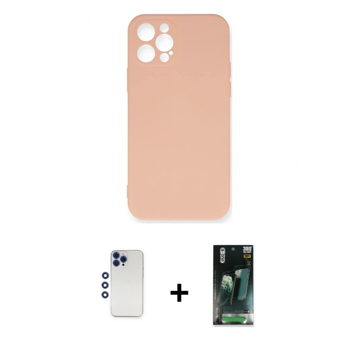 MARSİLYAN™- iPhone 12 Pro Max Kılıf Ahenk Serisi - Şeffaf 360 Full Body Arka Koruyucu + Shine Kamera Lens - LT