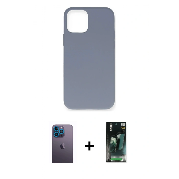 MARSİLYAN™- iPhone 12 Pro Max Kılıf Ahenk Serisi - Şeffaf 360 Full Body Arka Koruyucu + Neon Fosforlu Kamera Lens - MI