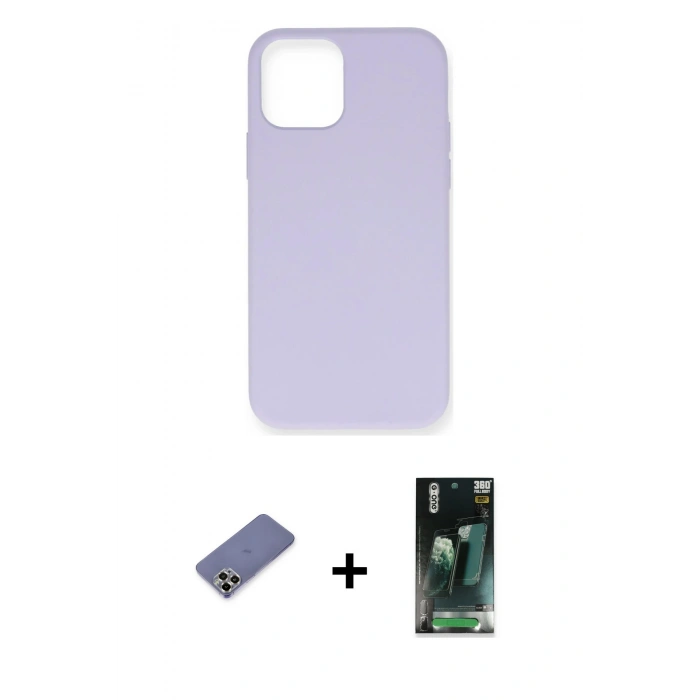 MARSİLYAN™- iPhone 12 Pro Max Kılıf Ahenk Serisi - Şeffaf 360 Full Body Arka Koruyucu + Metal Kamera Lens Koruma Cam - GD