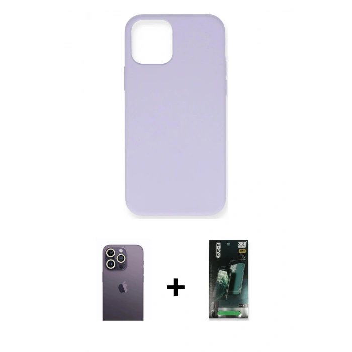 MARSİLYAN™- iPhone 12 Pro Max Kılıf Ahenk Serisi - Şeffaf 360 Full Body Arka Koruyucu + Neon Fosforlu Kamera Lens - BZ