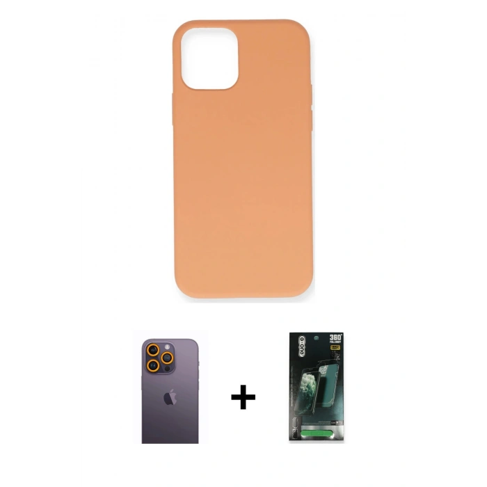 MARSİLYAN™- iPhone 12 Pro Max Kılıf Ahenk Serisi - Şeffaf 360 Full Body Arka Koruyucu + Neon Fosforlu Kamera Lens - SI
