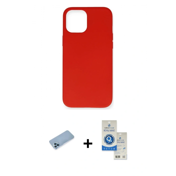 MARSİLYAN™- iPhone 12 Pro Max Kılıf Ahenk Serisi - Şeffaf Royal Nano Ekran Koruyucu + Shine Kamera Lens Koruma Cam - MI