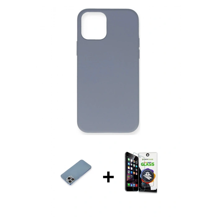 MARSİLYAN™- iPhone 12 Pro Max Kılıf Ahenk Serisi - Şeffaf Temperli Cam Ekran Koruyucu + Gökkuşağı Shine Kamera Lens Koruma Cam