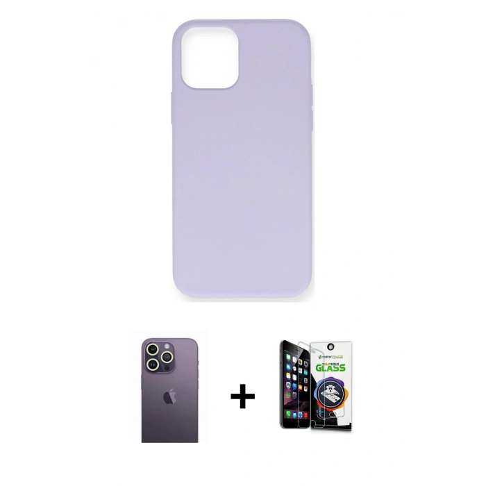 MARSİLYAN™- iPhone 12 Pro Max Kılıf Ahenk Serisi - Şeffaf Temperli Cam Ekran Koruyucu + Neon Fosforlu Kamera Lens - BZ