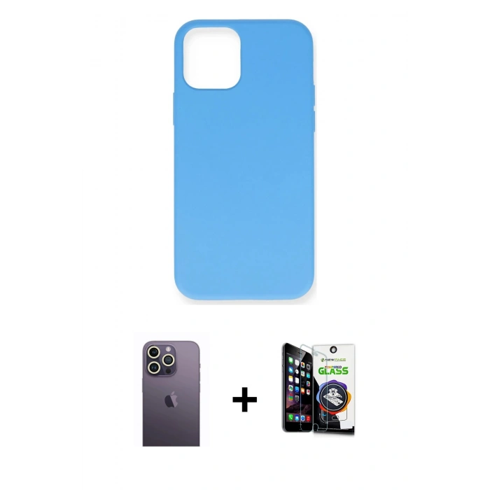 MARSİLYAN™- iPhone 12 Pro Max Kılıf Ahenk Serisi - Şeffaf Temperli Cam Ekran Koruyucu + Neon Fosforlu Kamera Lens - BZ