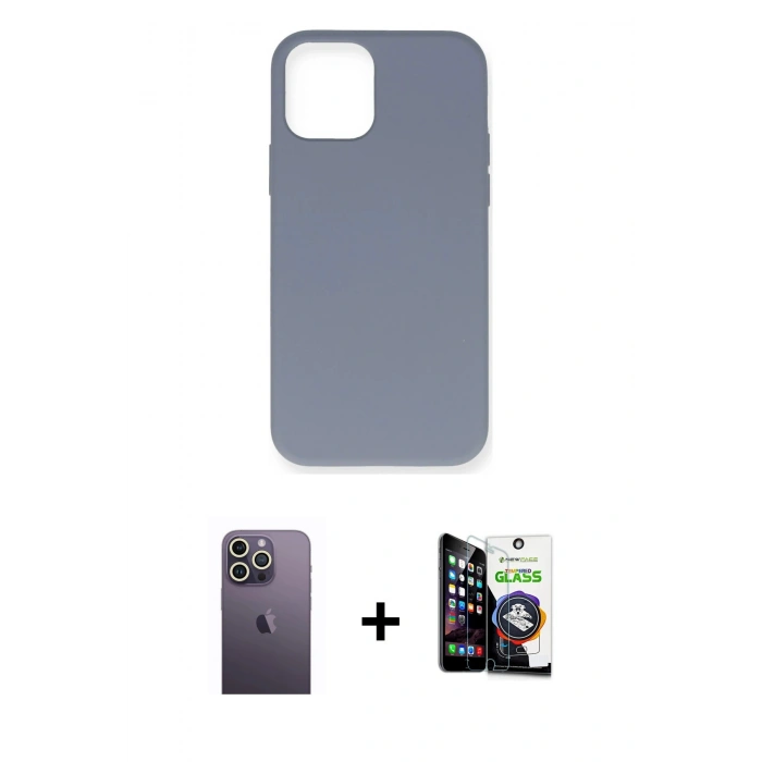 MARSİLYAN™- iPhone 12 Pro Max Kılıf Ahenk Serisi - Şeffaf Temperli Cam Ekran Koruyucu + Neon Fosforlu Kamera Lens - BZ