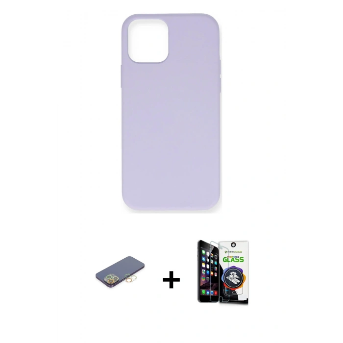 MARSİLYAN™- iPhone 12 Pro Max Kılıf Ahenk Serisi - Şeffaf Temperli Cam Ekran Koruyucu + Sarı Renkli Kamera Lens Koruma Cam