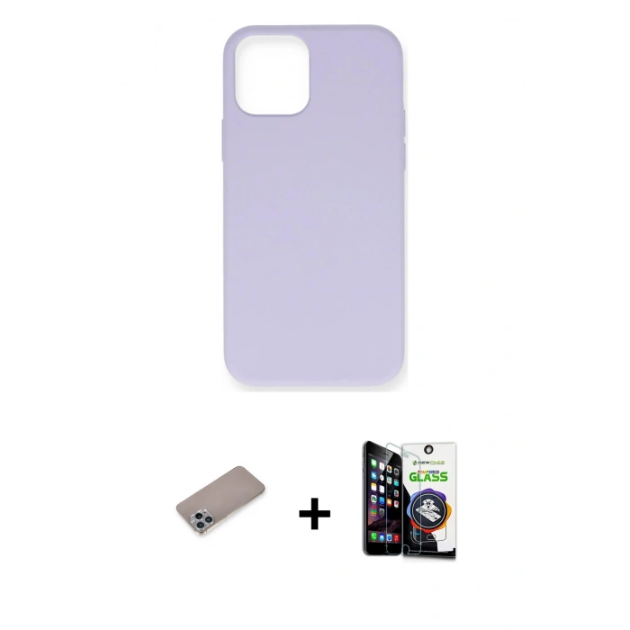 MARSİLYAN™- iPhone 12 Pro Max Kılıf Ahenk Serisi - Şeffaf Temperli Cam Ekran Koruyucu + Shine Kamera Lens Koruma Cam - SABE