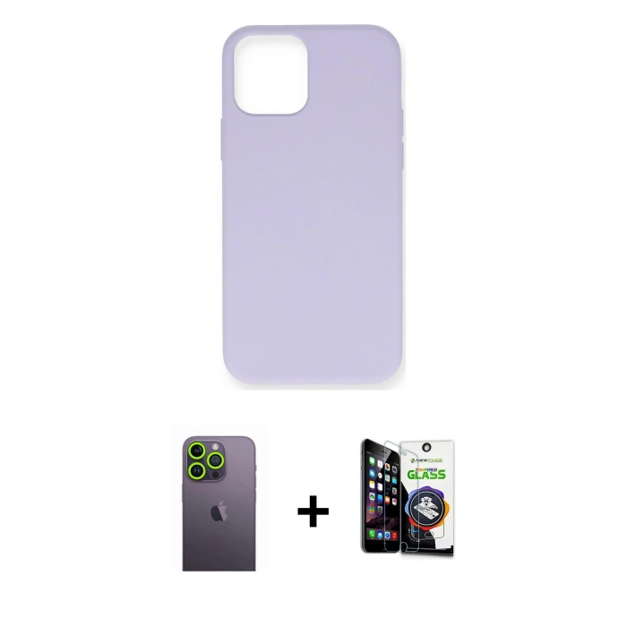 MARSİLYAN™- iPhone 12 Pro Max Kılıf Ahenk Serisi - Şeffaf Temperli Cam Ekran Koruyucu + Neon Fosforlu Kamera Lens - YL