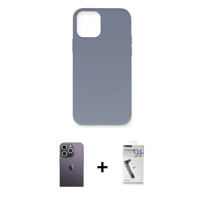 MARSİLYAN™- iPhone 12 Pro Max Kılıf Ahenk Serisi - Şeffaf Uv Polymer Nano Ekran Koruyucu + Neon Fosforlu Kamera Lens - BZ