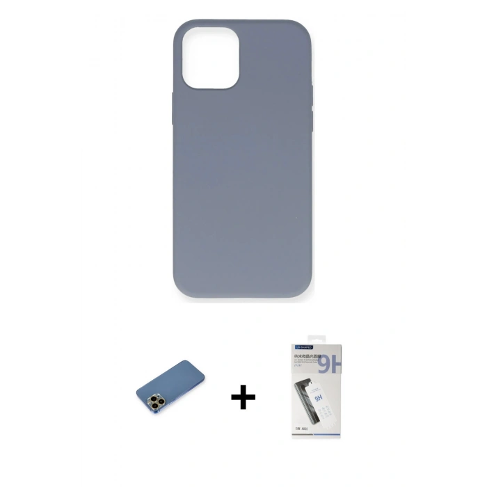 MARSİLYAN™- iPhone 12 Pro Max Kılıf Ahenk Serisi - Şeffaf Uv Polymer Nano Ekran Koruyucu + Shine Kamera Lens Koruma Cam - GD