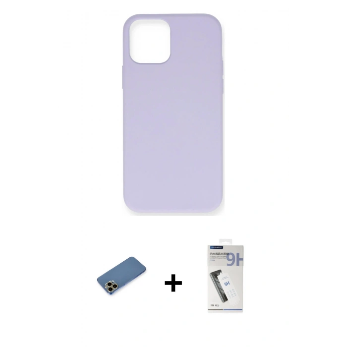MARSİLYAN™- iPhone 12 Pro Max Kılıf Ahenk Serisi - Şeffaf Uv Polymer Nano Ekran Koruyucu + Shine Kamera Lens Koruma Cam - GD