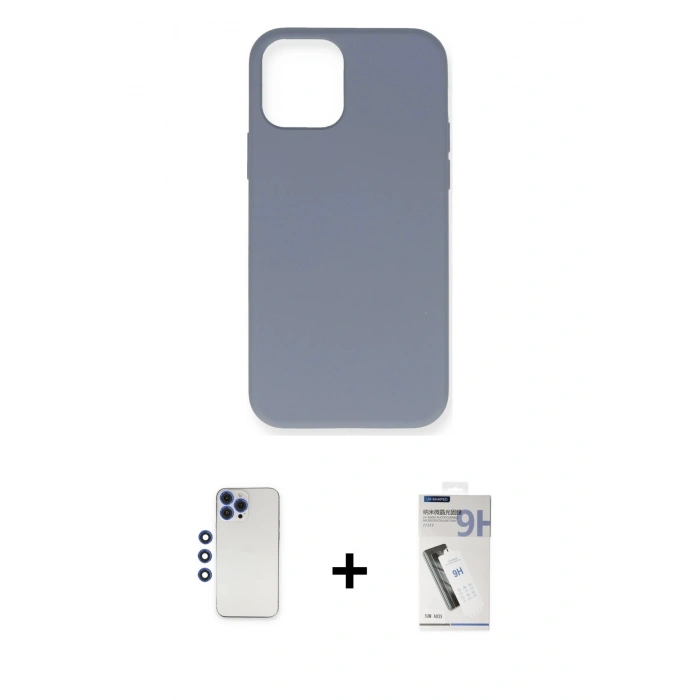 MARSİLYAN™- iPhone 12 Pro Max Kılıf Ahenk Serisi - Şeffaf Uv Polymer Nano Ekran Koruyucu + Shine Kamera Lens - LT