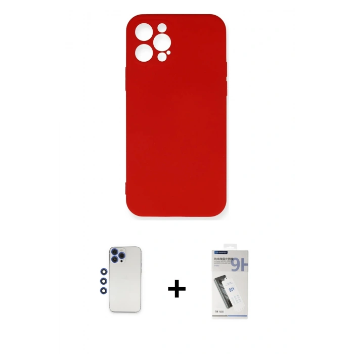 MARSİLYAN™- iPhone 12 Pro Max Kılıf Ahenk Serisi - Şeffaf Uv Polymer Nano Ekran Koruyucu + Shine Kamera Lens - LT