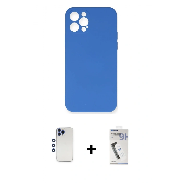 MARSİLYAN™- iPhone 12 Pro Max Kılıf Ahenk Serisi - Şeffaf Uv Polymer Nano Ekran Koruyucu + Shine Kamera Lens - LT