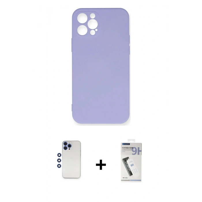 MARSİLYAN™- iPhone 12 Pro Max Kılıf Ahenk Serisi - Şeffaf Uv Polymer Nano Ekran Koruyucu + Shine Kamera Lens - LT
