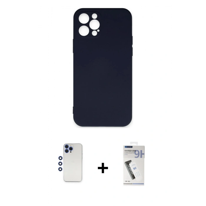 MARSİLYAN™- iPhone 12 Pro Max Kılıf Ahenk Serisi - Şeffaf Uv Polymer Nano Ekran Koruyucu + Shine Kamera Lens - LT