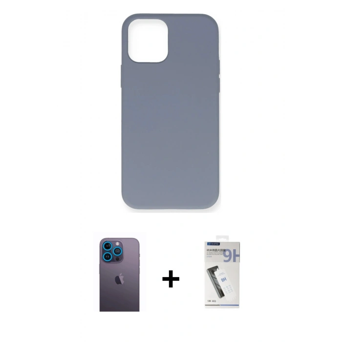 MARSİLYAN™- iPhone 12 Pro Max Kılıf Ahenk Serisi - Şeffaf Uv Polymer Nano Ekran Koruyucu + Neon Fosforlu Kamera Lens - MI