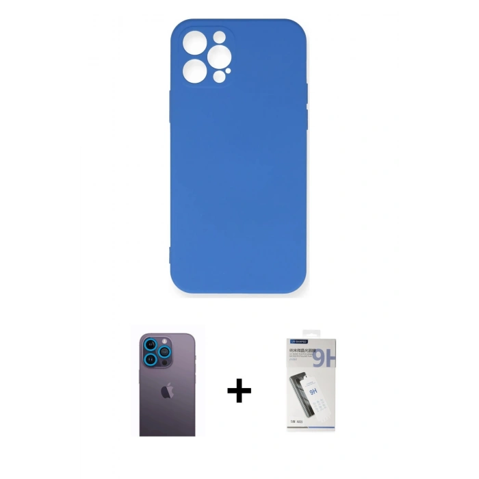 MARSİLYAN™- iPhone 12 Pro Max Kılıf Ahenk Serisi - Şeffaf Uv Polymer Nano Ekran Koruyucu + Neon Fosforlu Kamera Lens - MI