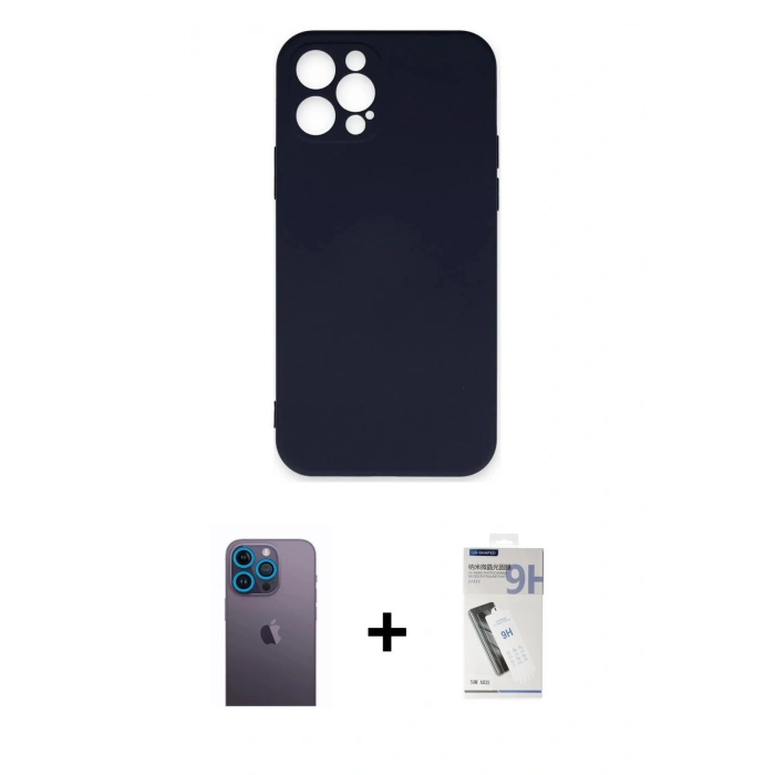 MARSİLYAN™- iPhone 12 Pro Max Kılıf Ahenk Serisi - Şeffaf Uv Polymer Nano Ekran Koruyucu + Neon Fosforlu Kamera Lens - MI