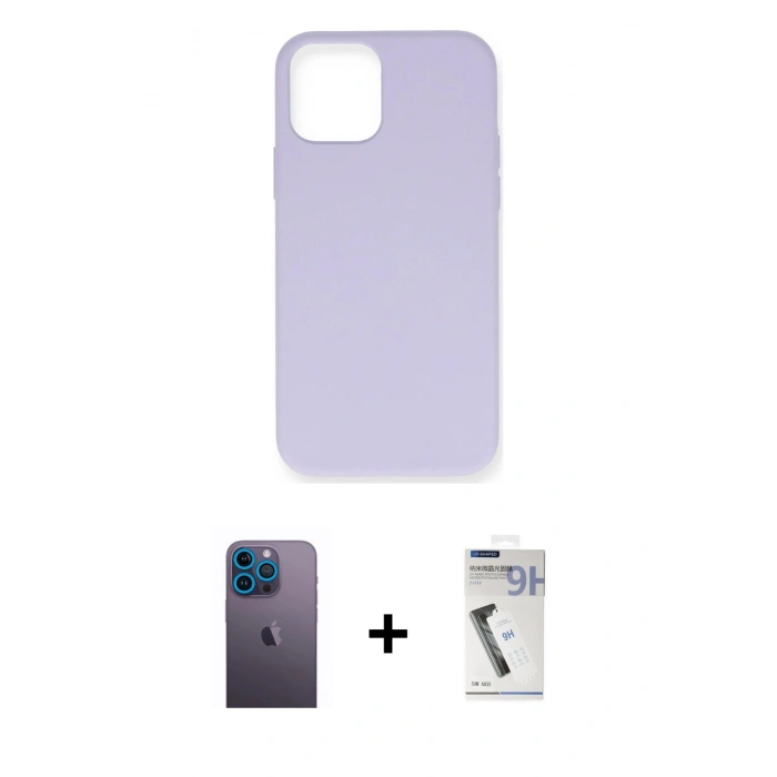 MARSİLYAN™- iPhone 12 Pro Max Kılıf Ahenk Serisi - Şeffaf Uv Polymer Nano Ekran Koruyucu + Neon Fosforlu Kamera Lens - MI