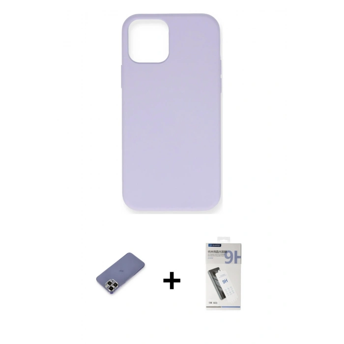 MARSİLYAN™- iPhone 12 Pro Max Kılıf Ahenk Serisi - Şeffaf Uv Polymer Nano Ekran Koruyucu + Metal Kamera Lens Koruma Cam - GD
