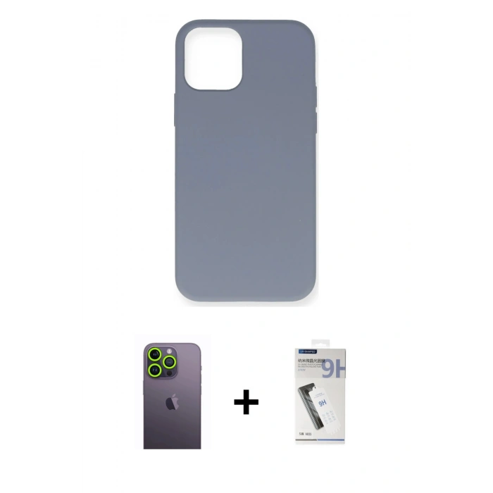 MARSİLYAN™- iPhone 12 Pro Max Kılıf Ahenk Serisi - Şeffaf Uv Polymer Nano Ekran Koruyucu + Neon Fosforlu Kamera Lens - YL